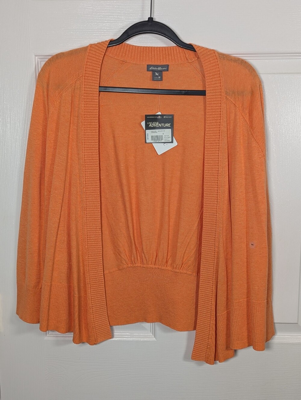 Eddie Bauer San Juan Cardigan Women’s M Heather Orange TENCEL Open Front NWT